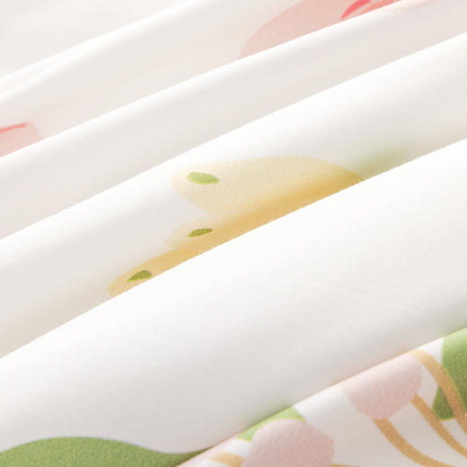 多喜爱 新疆棉斜纹四件套 桃桃乌龙 精美印花 纯洁白 桃花粉 斜纹织造 宽边枕套设计 商品图5