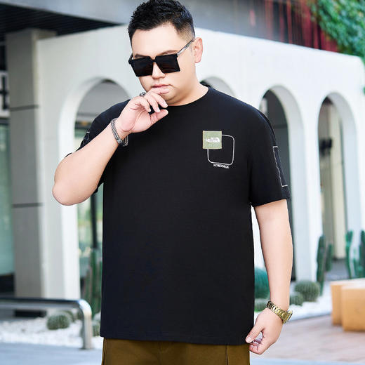 【纯棉】【DYG】大依优型大码男装圆领短袖T恤纯棉男装百搭薄款T恤男胖子半袖上衣 商品图2