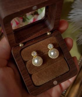 鸽子蛋丨法式名媛气质6A天然强光淡水珍珠银针耳钉镶钻精致轻奢