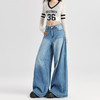 罗蒙春季女式牛仔裤女宽松显瘦休闲舒适百搭阔腿裤棉混纺水洗女长裤 商品缩略图8