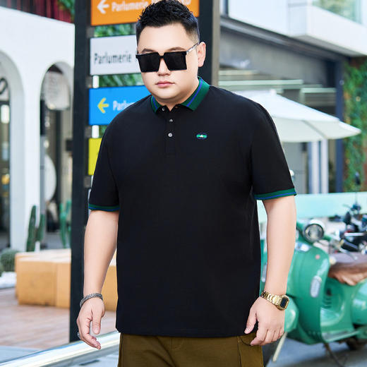 【纯棉】【DYG】大依优型大码男装纯棉Polo衫翻领T恤男士宽松商务百搭刺绣短袖T恤男 商品图1