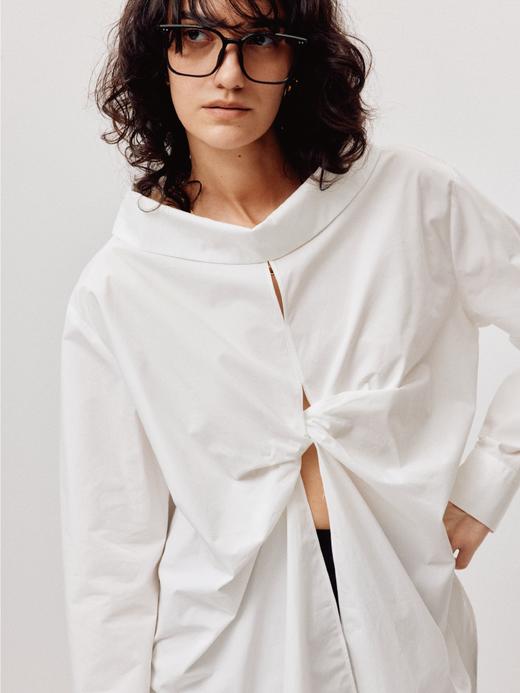 LIYIHAN织梦丨25春全棉扭结设计感衬衫小众设计女上衣宽松高级感 商品图4