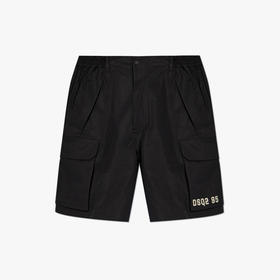 DSQUARED2 男士刺绣徽标弹力棉质休闲短裤 黑色 S74MU0876 S53578 900