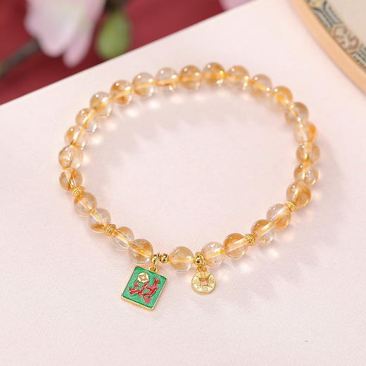 【招财有术】S925银镀金黄水晶钱币圆珠手链【CW-SL11739-9】 商品图2