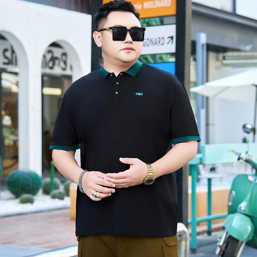【纯棉】【DYG】大依优型大码男装纯棉Polo衫翻领T恤男士宽松商务百搭刺绣短袖T恤男 商品图0