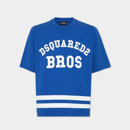 DSQUARED2 男士字母徽标印花棉质圆领短袖T恤 蓝色 S71GD1550 S23851 458 商品图0