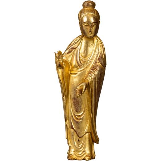 清 紫檀木漆金仕女像 商品图5