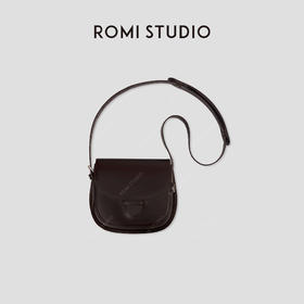ROMI STUDIO“复古优雅”羊京绒拼头层牛皮单肩马鞍包 RW24LP30417【发货时效25天】