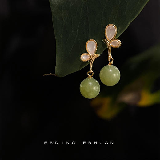 真贝壳天然石镀14K耳环 商品图0