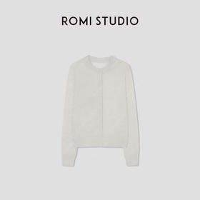 ROMI STUDIO“温柔素雅”扬子纱100%绵羊毛圆领长袖开衫RW24AST1120