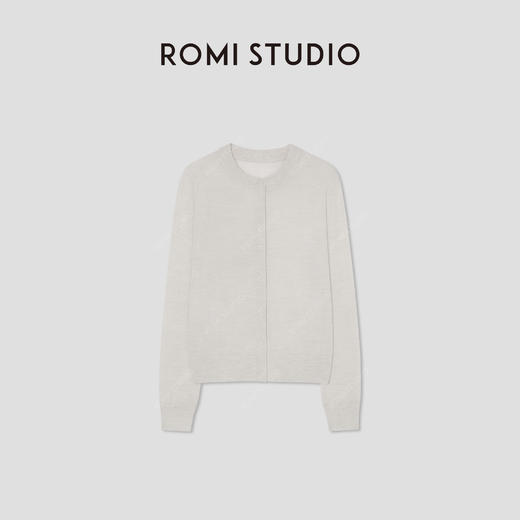ROMI STUDIO“温柔素雅”扬子纱100%绵羊毛圆领长袖开衫RW24AST1120 商品图0