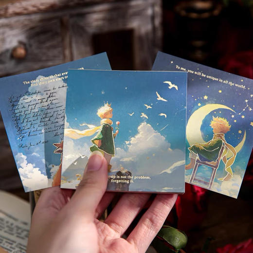 小王子星河际遇系列烫金便签小王子便签四十四次日落三享装烫金便签无粘性可撕学生书写便签备忘留言纸高级感手账素材装饰便签纸 商品图1