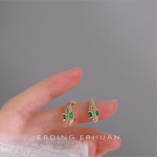 轻奢高级感耳饰微镶锆石灵蛇耳扣镀14K 商品图0