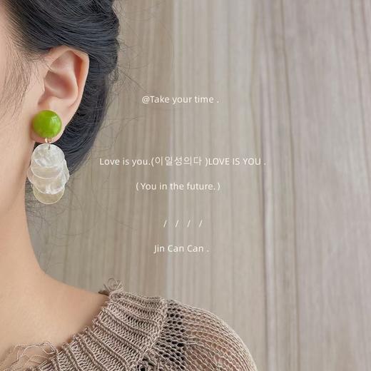 清新天然贝壳925银针耳环 商品图1