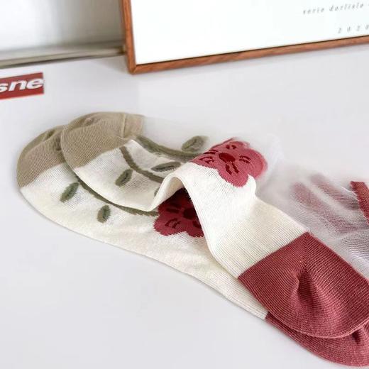 【19.9抢五双！卡丝花朵短袜】夏季薄款猫咪花朵水晶玻璃丝，活性印染拒绝掉色,透气吸汗不闷热，花边甜美网红袜子女短筒袜QQ 商品图3