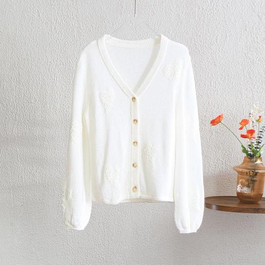 【自】全新升级【铂金会员312/天猫419/差价107】(70043) 洛诗琳2025早春新款羊毛马海毛重工提花V领长袖针织开衫外套 商品图3