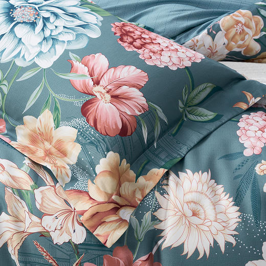 【6楼】富安娜聚温暖床单四件\花悦蜜语，蓝，零售价2380/2580元 商品图2