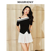 MAXRIENY精致复古感高腰a字裤裙气质春季新品米白直筒短裤(货号:MS85PA015) 商品缩略图1