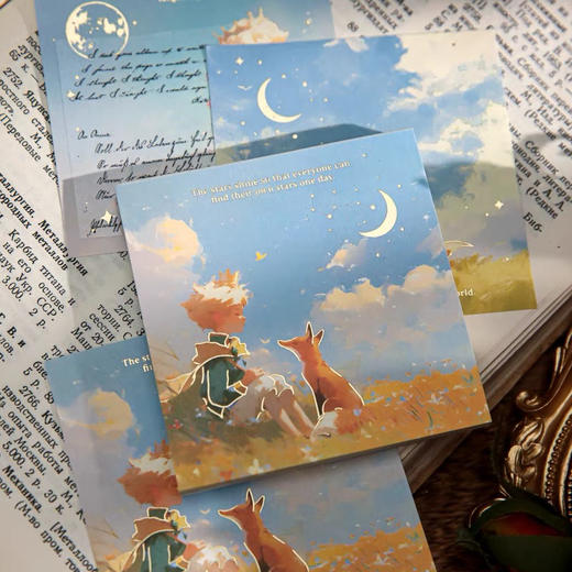 小王子星河际遇系列烫金便签小王子便签四十四次日落三享装烫金便签无粘性可撕学生书写便签备忘留言纸高级感手账素材装饰便签纸 商品图2