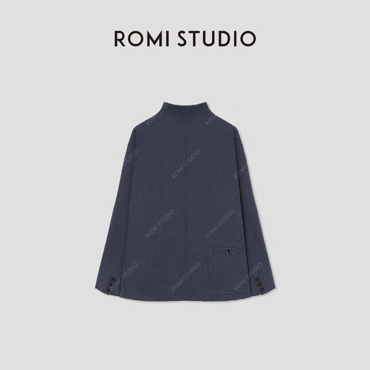 ROMI STUDIO“低调优雅”绵羊毛棉混纺立领做旧西装外套RW24WWY0889 商品图1