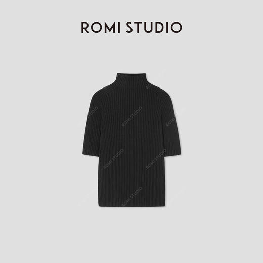ROMI STUDIO“低调优雅”山羊绒棉混纺立领修身短袖毛衫 RWBWST1606 商品图0