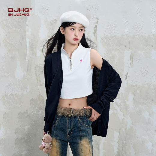 BJHG不计后果 复古v领针织开衫春季女新款慵懒松弛感宽松毛衣外套 商品图1