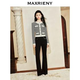 MAXRIENY【商场同款-摩登女爵】奢华都市条纹小香风毛织外套(货号:MC85JA054)