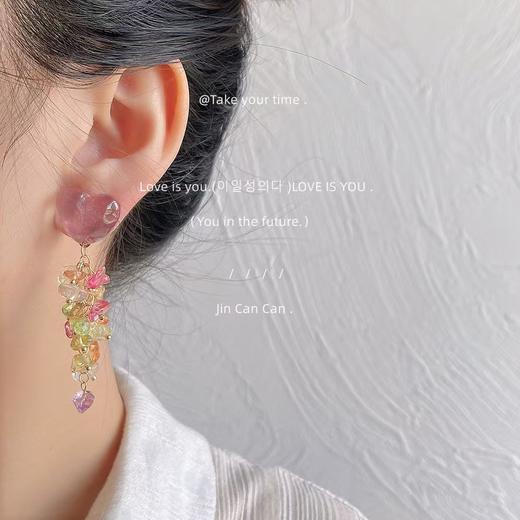 手作甜美玻璃水晶气质高级感耳饰 商品图1