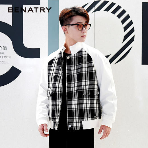 贝纳川经典格纹设计男士夹克外套ECY400003402 商品图1