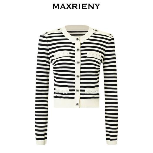 MAXRIENY【商场同款-摩登女爵】奢华都市条纹小香风毛织外套(货号:MC85JA054) 商品图3