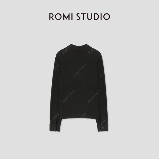 ROMI STUDIO“知性优雅”山羊绒绵羊毛混纺翻领长袖开衫 RWBWST1665 商品图1