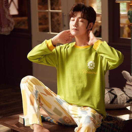 【春秋新款青少年睡衣，纯棉舒适薄款】男士睡衣春秋款 青少年纯棉薄款 长袖春秋季 男生男式全棉家居服套装-QQ 商品图3