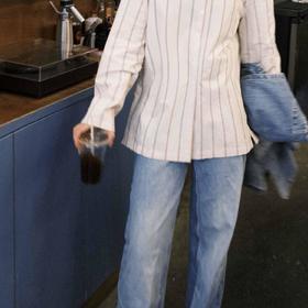 顺丰包邮洛诗琳00941独特复古老钱风小立领宽松条纹衬衫女811