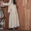 【预售】黄阿福｜米白色柔软细褶半裙 商品缩略图1