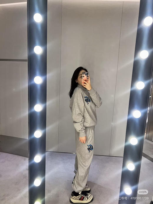 GUCCI 灰色蓝蛇logo长裤 商品图3