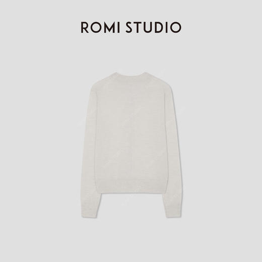 ROMI STUDIO“温柔素雅”扬子纱100%绵羊毛圆领长袖开衫RW24AST1120 商品图1