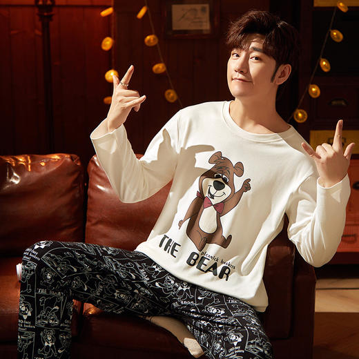 【春秋新款青少年睡衣，纯棉舒适薄款】男士睡衣春秋款 青少年纯棉薄款 长袖春秋季 男生男式全棉家居服套装-QQ 商品图4
