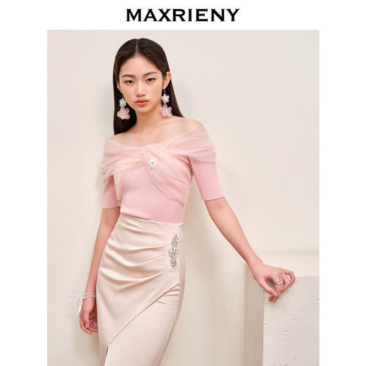 MAXRIENY新款收腰显瘦百搭显腿长气质款针织衫(货号:MS88SW542) 商品图0