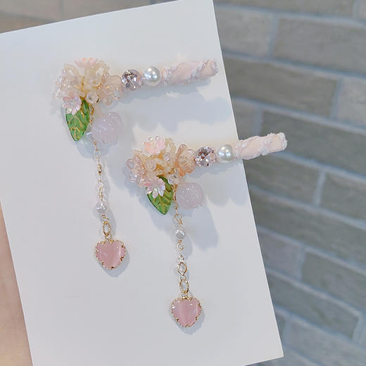 闪钻流苏玫瑰花侧边夹 两个装 商品图0