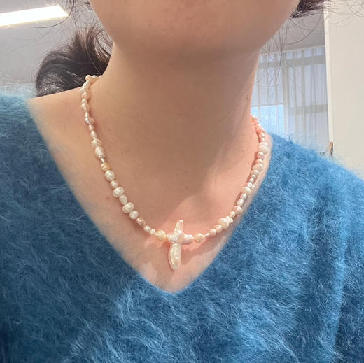 无核珍珠 淡水珠 出口单法式风情 十字架 纯纯的天然韵味 精致手作style 商品图8