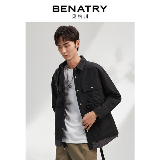 贝纳川时尚通勤翻领贴袋夹克外套ECK100006402 商品图1