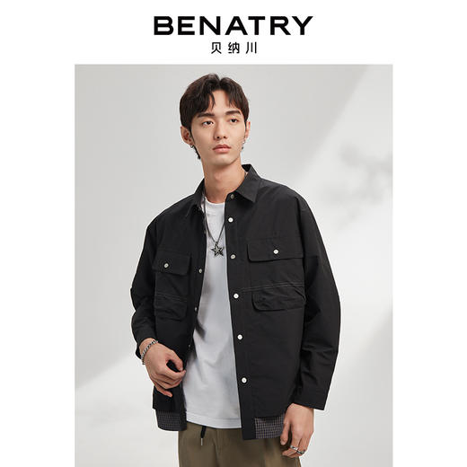贝纳川时尚通勤翻领贴袋夹克外套ECK100006402 商品图0