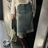 顺丰包邮洛诗琳02648设计感美式复古水洗割破牛仔半身裙女723 商品缩略图0