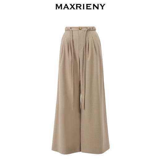 MAXRIENY精致复古宽松阔腿裤随性腰头抽绳设计2024夏季新款休闲裤(货号:MS85PA027) 商品图4