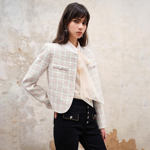 国风改良小香风花纱短外套女秋冬高级气质感(货号:MS88JA553Z1002) 商品图4