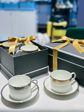 【结婚礼物】WEDGWOOD Vera Wang金色蕾丝骨瓷对杯碟