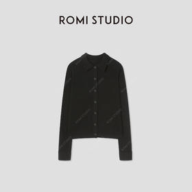 ROMI STUDIO“知性优雅”山羊绒绵羊毛混纺翻领长袖开衫 RWBWST1665