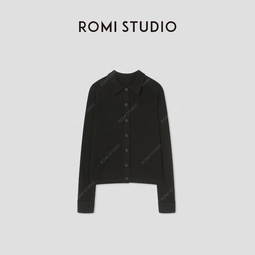 ROMI STUDIO“知性优雅”山羊绒绵羊毛混纺翻领长袖开衫 RWBWST1665 商品图0