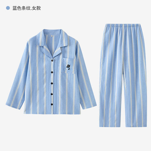 【全棉双层纱】2025新款野兽家同款刺绣猫咪居服纯棉纱布情侣睡衣套装全棉可外穿春秋季男女款 商品图4