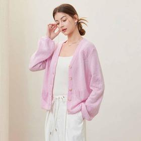 【自】全新升级【铂金会员312/天猫419/差价107】(70043) 洛诗琳2025早春新款羊毛马海毛重工提花V领长袖针织开衫外套